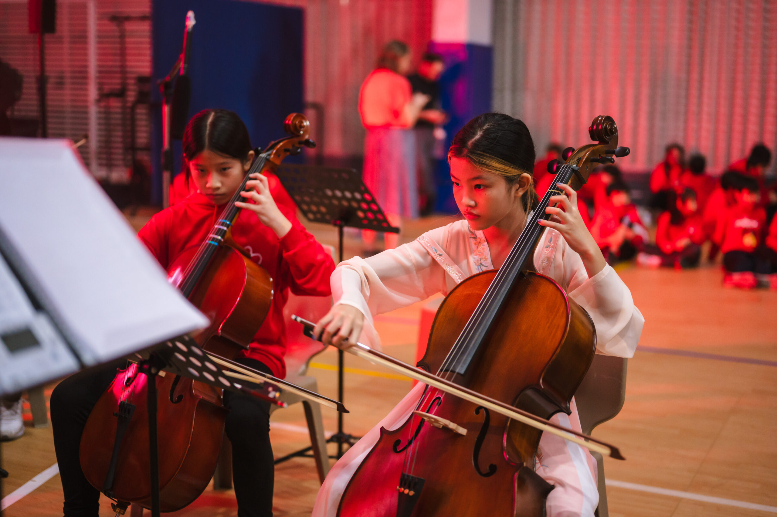 students playing the cello
